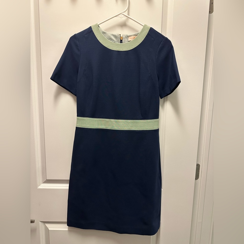 Tory Burch navy blue color block ponte dress new with tag size small